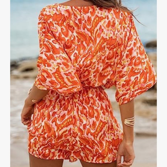 New - CUPSHE Women Boho Romper with Dolman Sleeves and Paisley Print - Picture 3 of 9